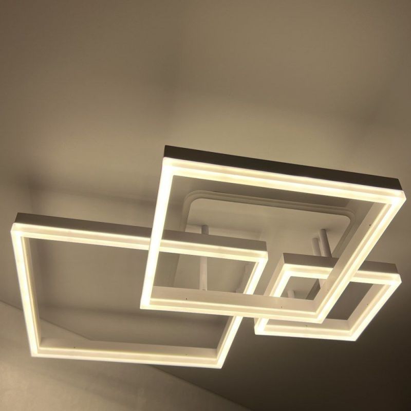 Стельова з пультом світлодіодна люстра GENNY SQUARE RGB 105W 4S біла
