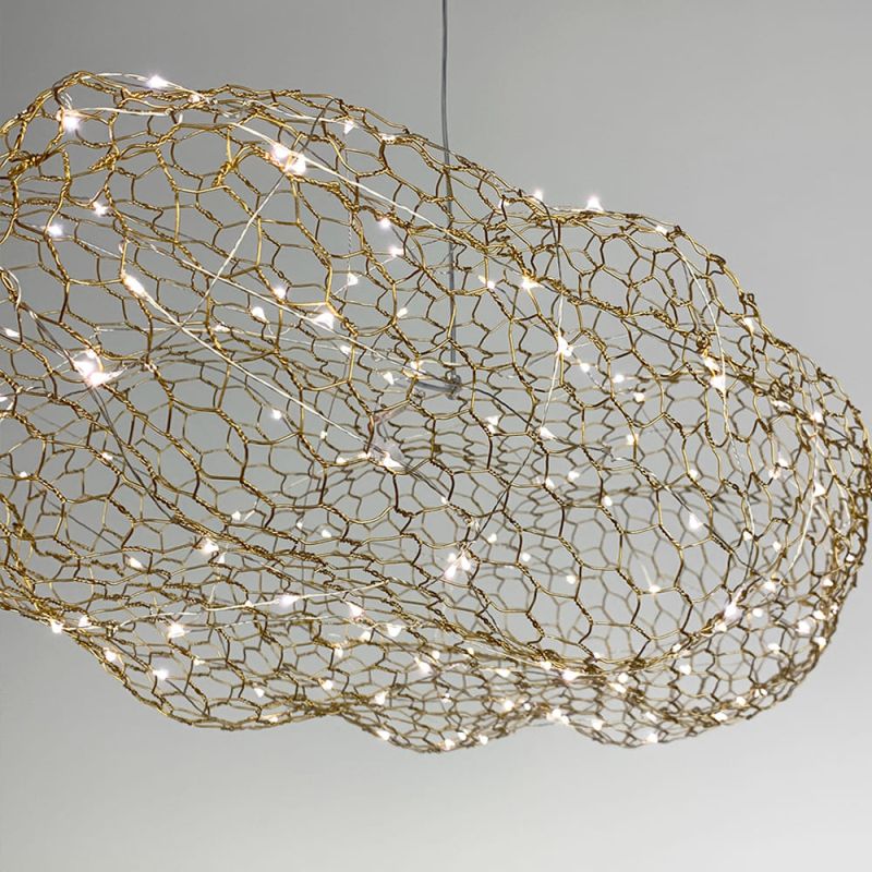Декоративна люстра-хмаринка LED CLOUD у золотому корпусі 120х65 см