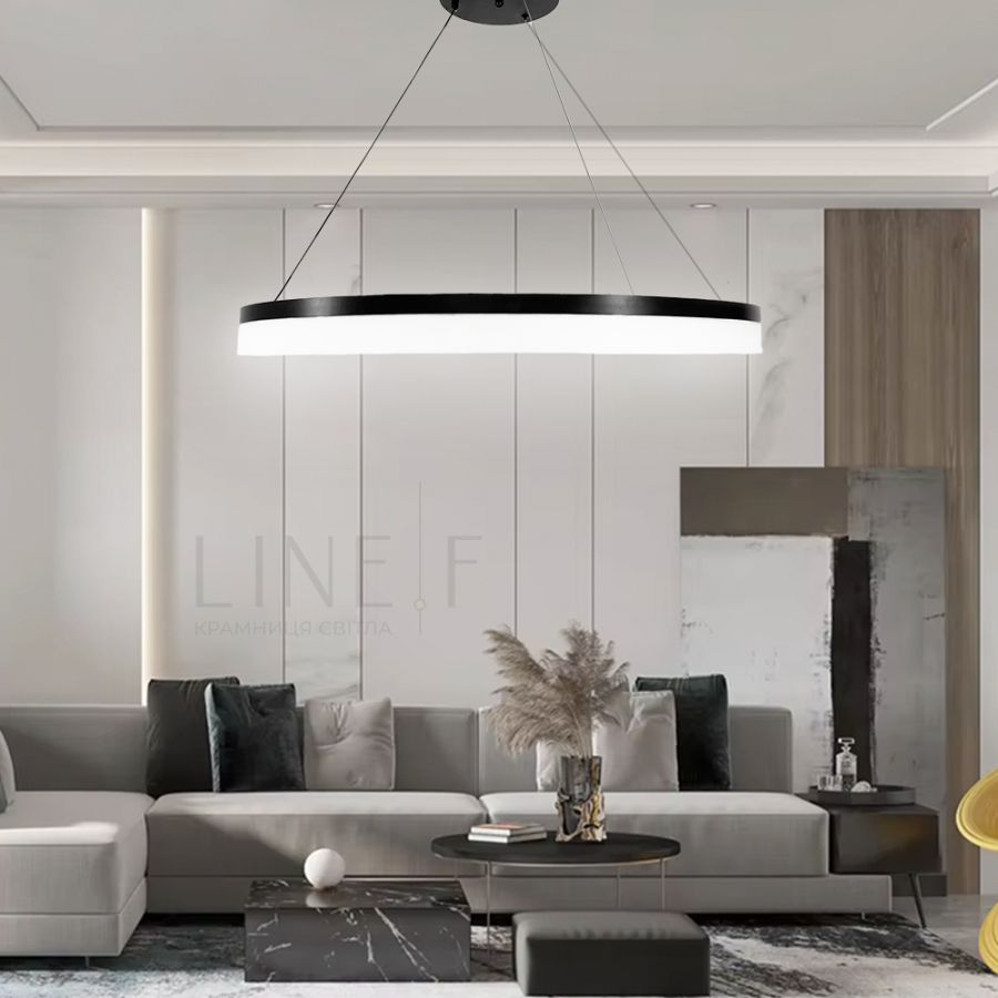 Сучасна LED люстра у чорному каркасі Ø 80 см