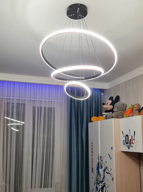 Люстра підвісна світлодіодна з пультом EMILY 75W 3R чорна з мобільним додатком