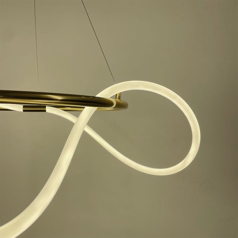  Латунна кільцева люстра з гнучкою LED стрічкою Ø95 см (кільце 60 см)
