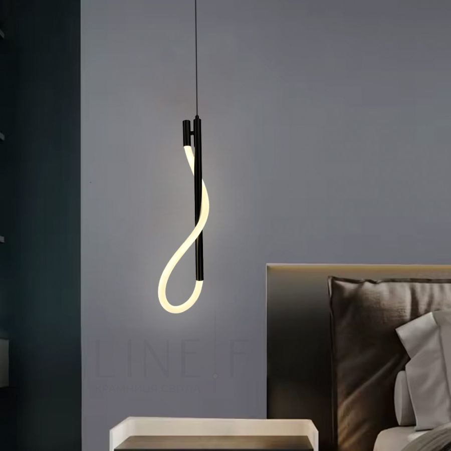 Чорний підвіс з гнучкою LED стрічкою у корпусі 60 см
