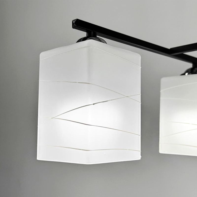 Прямокутний плафонний світильник на 5 ламп в чорному корпусі 43х34 см