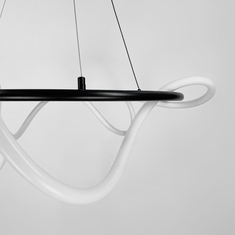 Кільцева чорна люстра з гнучкою LED стрічкою Ø85 см (кільце 60 см) 