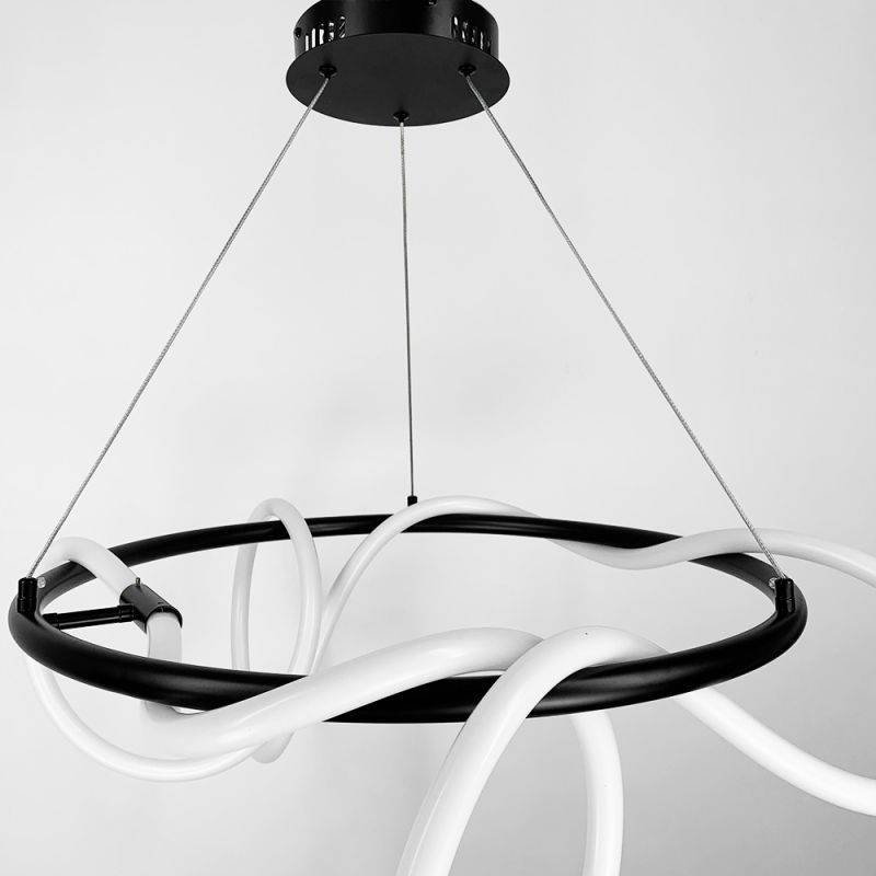 Чорна кільцева люстра ELISION з гнучкою LED стрічкою Ø 80 см
