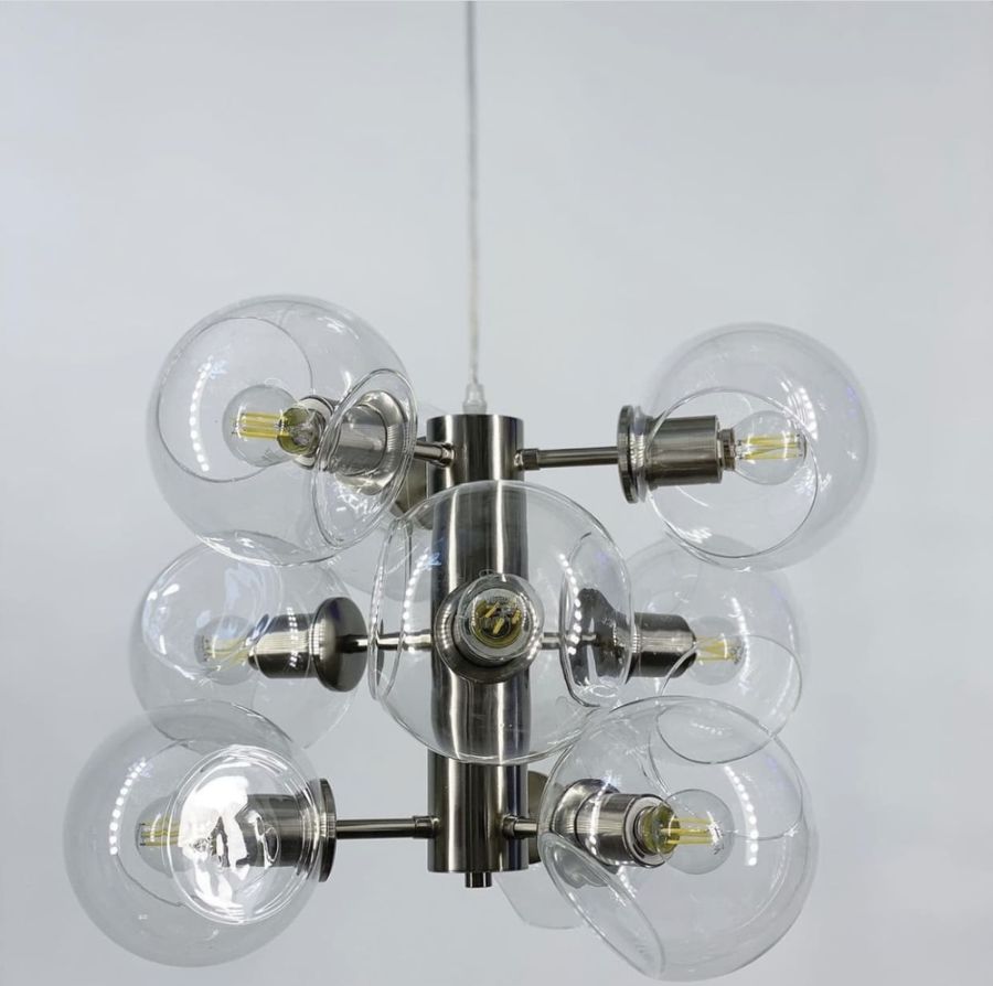 Ексклюзивна люстра в трендовому кольорі корпусу Satin Nickel