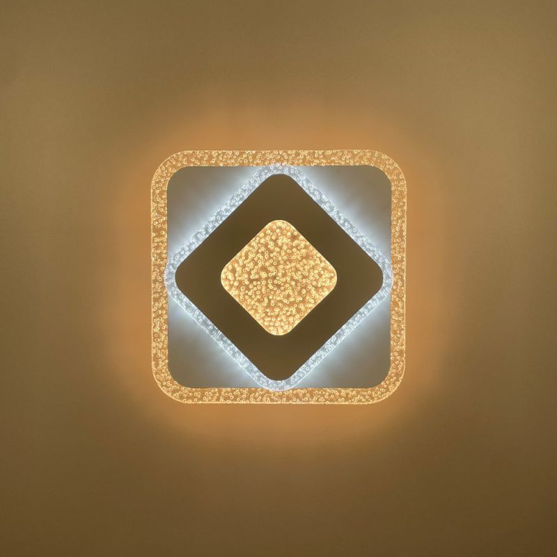 Стельовий або настінний світильник Ø 25 см з прозорим акрилом з бульбашками 