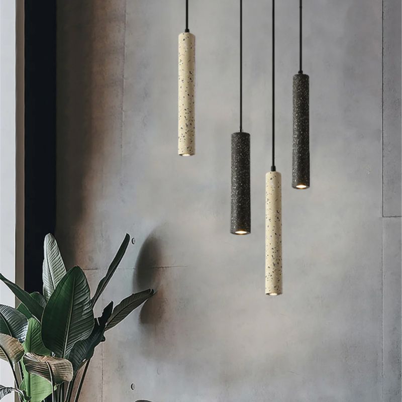 Підвіс Terrazzo Cylinder Long із білим бетонним плафоном 30х4 см 
