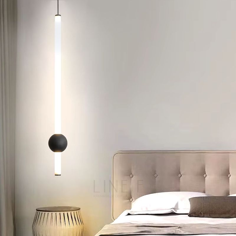 Led світильник у вертикальній формі 90 см із чорною кулькою