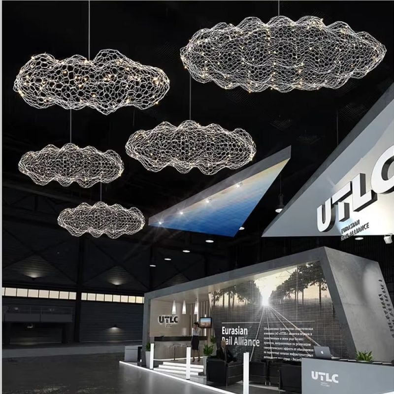Декоративна люстра-хмаринка LED CLOUD у срібному корпусі 120х63 см