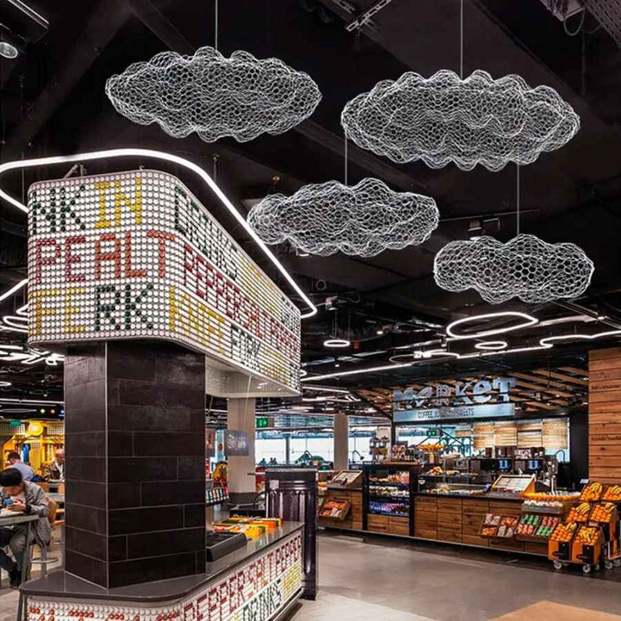Декоративна люстра-хмаринка LED CLOUD у білому корпусі 80х45 см