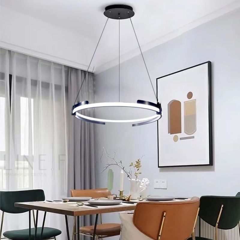 LED люстра у чорному кільцевому каркасі Ø 60 см