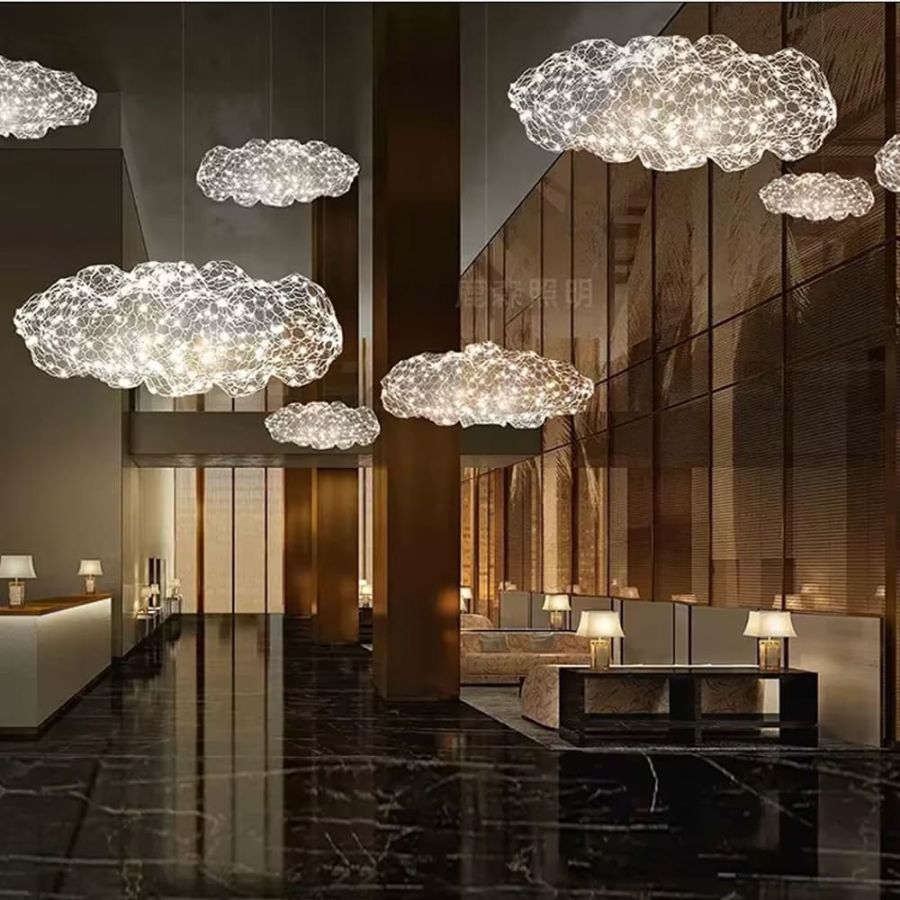 Декоративна люстра-хмаринка LED CLOUD у срібному корпусі 60х37 см
