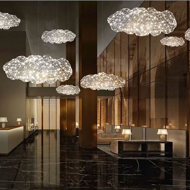 Декоративна люстра-хмаринка LED CLOUD у срібному корпусі 100х50 см