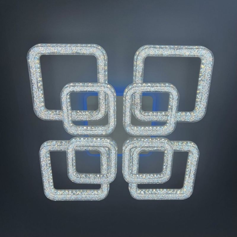 LED люстра з кольоровою підсвіткою ICEBERG SQUARE RGB 120W 8S WHITE/ICE