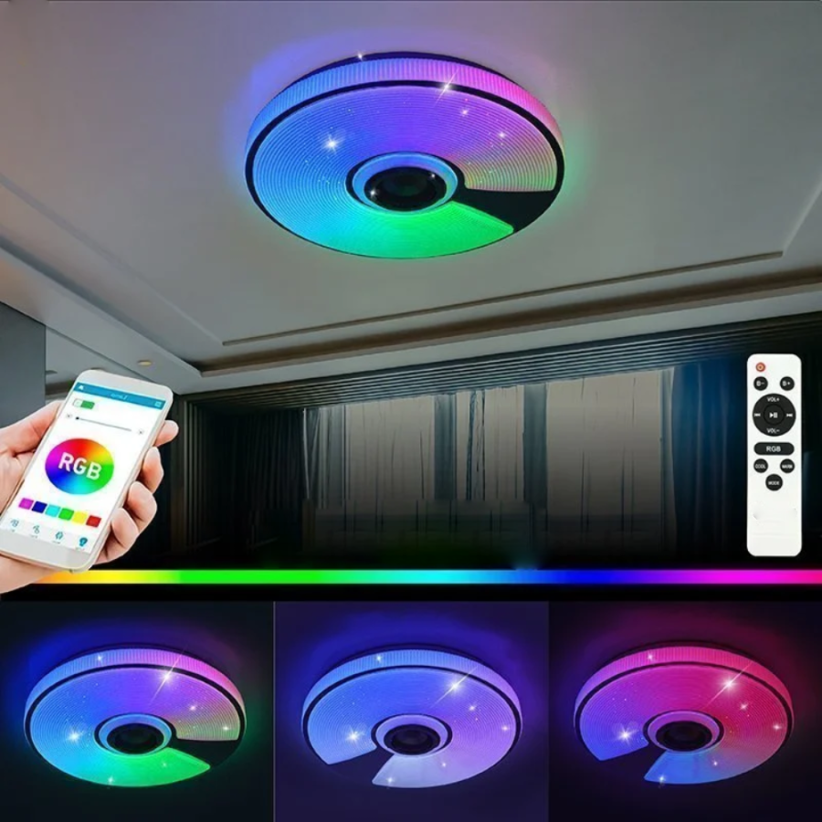 Музична світлодіодна люстра з пультом та мобільним додатком+ блютузом RGB 40W