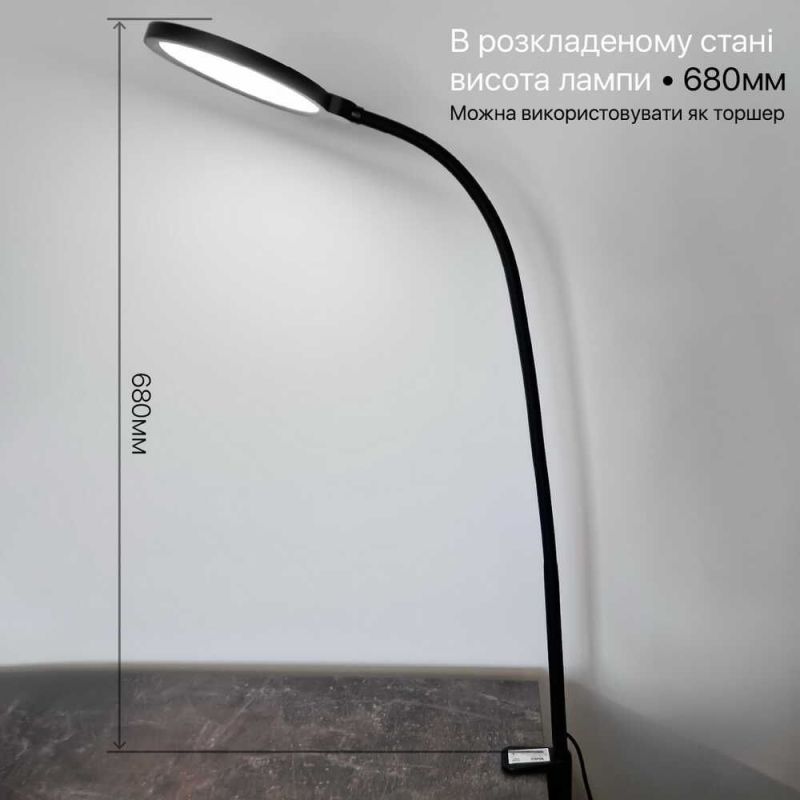 Світлодіодна лампа на струбцині FLEX 10W 3000-6500К чорний